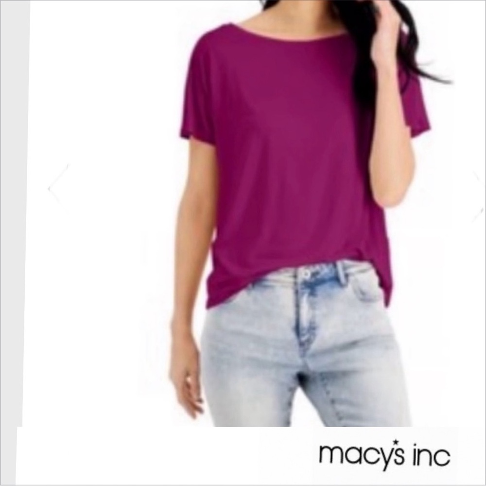 INC Magenta Dolman Short Sleeve Top